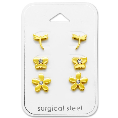 Gold Surgical Steel Nature Set on Card