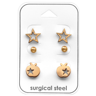 Rose Gold Surgical Steel Star Set on Card