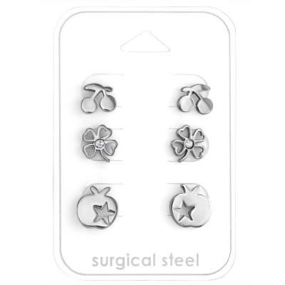 High Polish Surgical Steel Mixed Set on Card