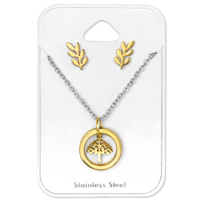 Tree Of Life Stainless Steel Set and Jewelry on Card