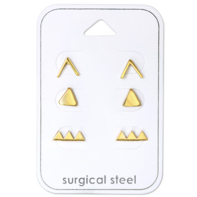 Geometric Stainless Steel Set and Jewelry on Card