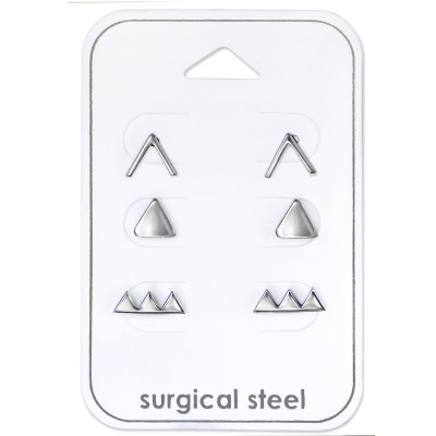 High Polish Surgical Steel Geometric Set on Card