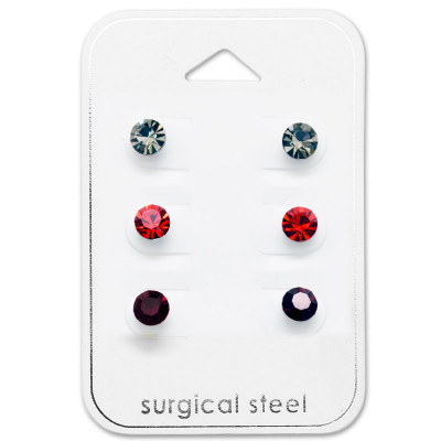High Polish Surgical Steel Round 5mm Set on Card