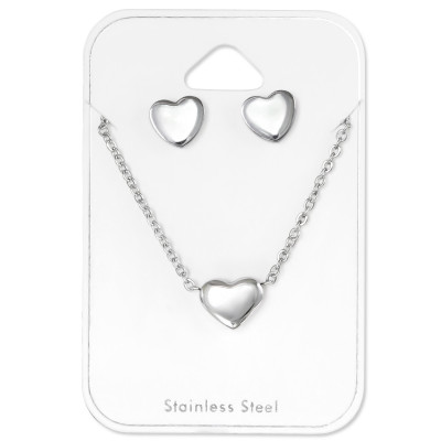 Heart Stainless Steel Set and Jewelry on Card