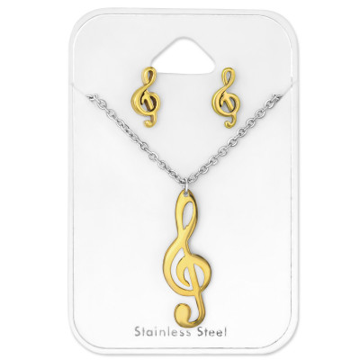 Music Lovers Stainless Steel Set and Jewelry on Card