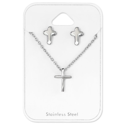 Cross Stainless Steel Set and Jewelry on Card