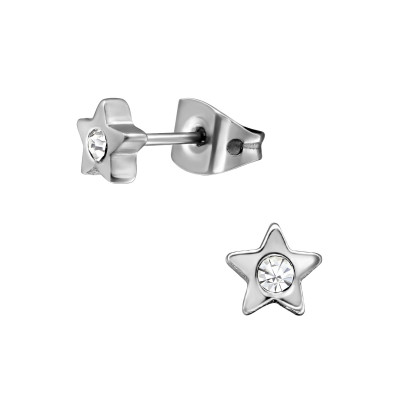 Star Stainless Steel Titanium Ear Studs with Crystal