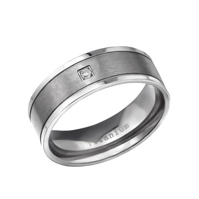 Titanium Band Ring with Cubic Zirconia