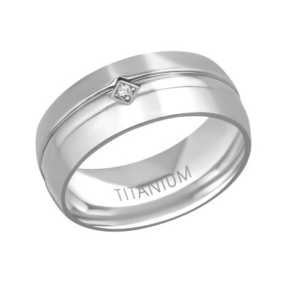 Titanium Band Ring with Cubic Zirconia