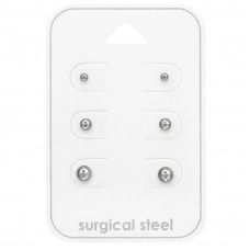 Round 2mm, 3mm and 4mm Stainless Steel Ear Studs Set and Jewelry on Card