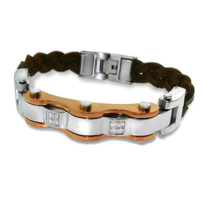 Rose Gold and High Polish Surgical Steel Combined Bracelet for Men