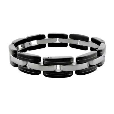 Black and High Polish Surgical Steel Cuff Bangle Bracelet for Men