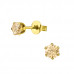 Gold Surgical Steel Round 4mm Ear Studs with Cubic Zirconia