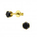 Gold Surgical Steel Round 4mm Ear Studs with Cubic Zirconia