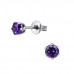 High Polish Surgical Steel Round 4mm Ear Studs with Cubic Zirconia