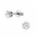 High Polish Surgical Steel Round 4mm Ear Studs with Cubic Zirconia