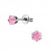 High Polish Surgical Steel Round 4mm Ear Studs with Cubic Zirconia