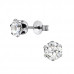 High Polish Surgical Steel Round 6mm Ear Studs with Cubic Zirconia