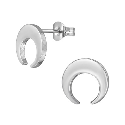 Crescent Stainless Steel Ear Studs