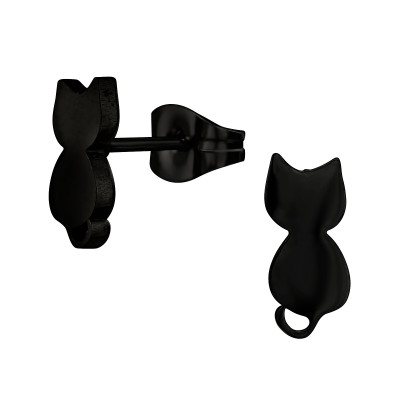 Black Surgical Steel Cat Ear Studs