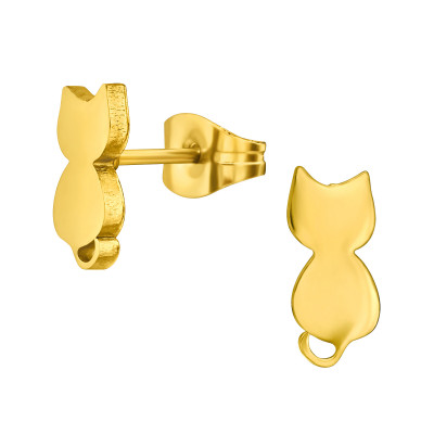 Gold Surgical Steel Cat Ear Studs