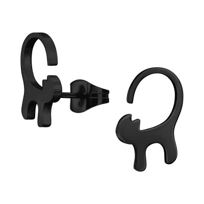 Black Surgical Steel Cat Ear Studs