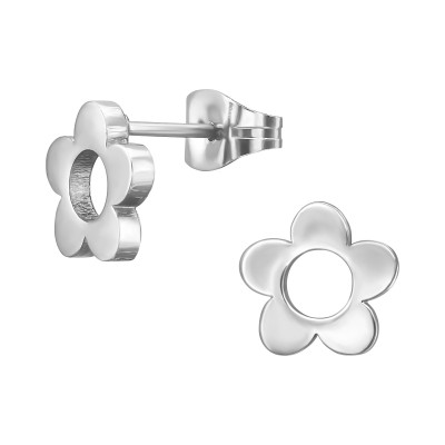 High Polish Surgical Steel Flower Ear Studs