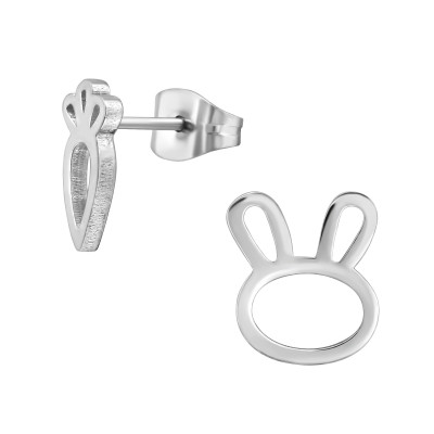 High Polish Surgical Steel Rabbit and Carrot Ear Studs