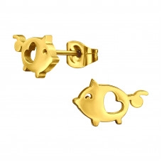 Gold Surgical Steel Pig Ear Studs