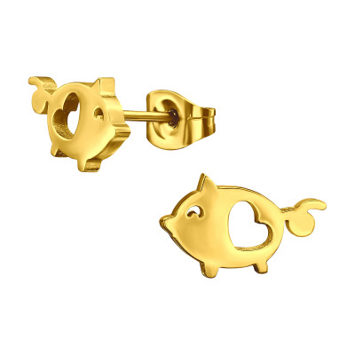Gold Surgical Steel Pig Ear Studs