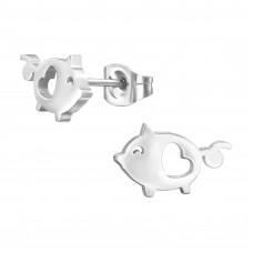 High Polish Surgical Steel Pig Ear Studs