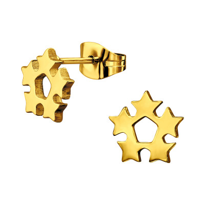 Gold Surgical Steel Stars Ear Studs