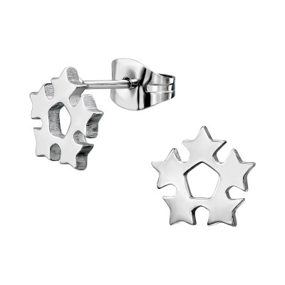 High Polish Surgical Steel Stars Ear Studs