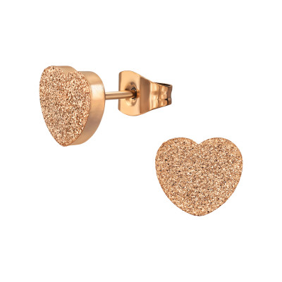 Textured Heart Stainless Steel Ear Studs