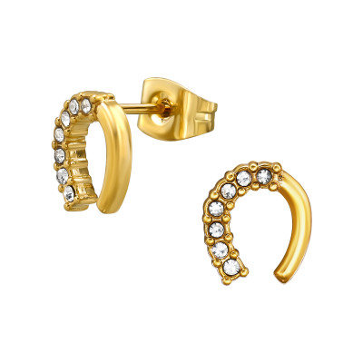 Horseshoe Stainless Steel Ear Studs with Crystal