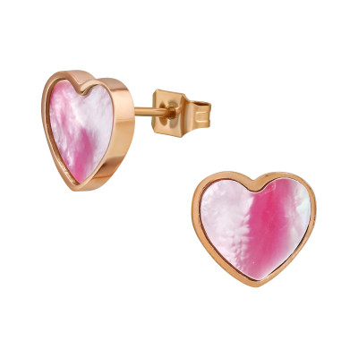 Heart Stainless Steel Ear Studs with Imitation Stone