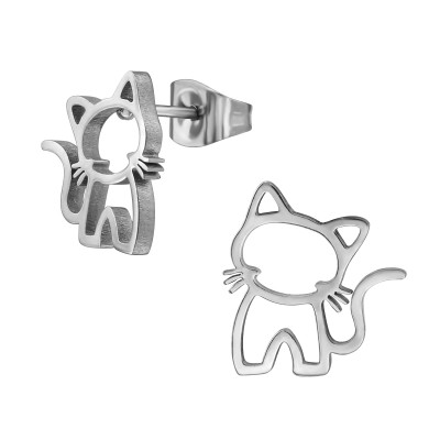 Cat Stainless Steel Ear Studs