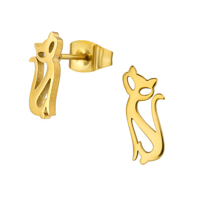 Cat Stainless Steel Ear Studs