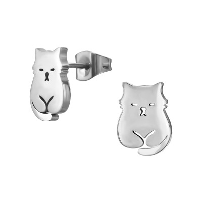 Cat Stainless Steel Ear Studs