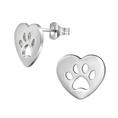 Dog Paw Stainless Steel Ear Studs