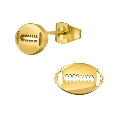 Rugby Ball Stainless Steel Ear Studs