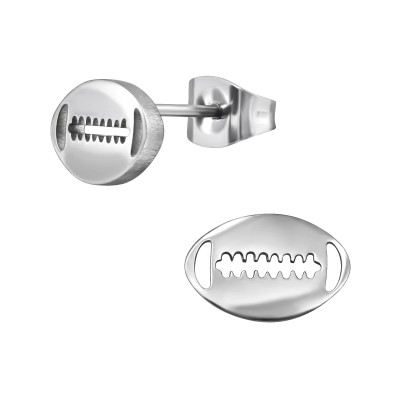 Rugby Ball Stainless Steel Ear Studs