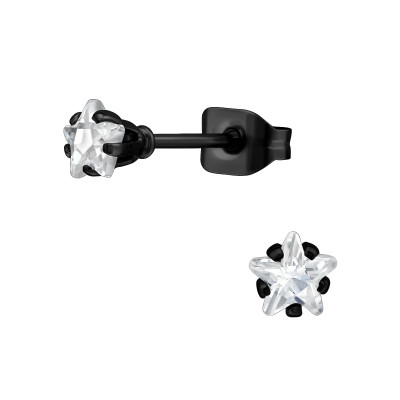 Star Stainless Steel Ear Studs with Cubic Zirconia