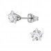6mm Star Stainless Steel Ear Studs with Cubic Zirconia