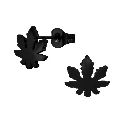 Cannabis Leaf Stainless Steel Ear Studs (Large)