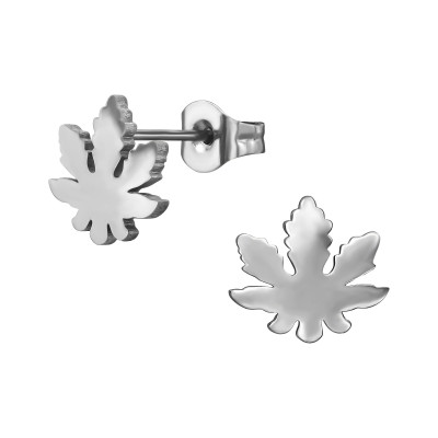 Cannabis Leaf Stainless Steel Ear Studs (Large)