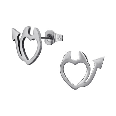 Devil Heart Stainless Steel Ear Studs