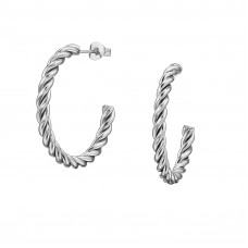 Twisted Half Hoop Stainless Steel Ear Studs