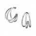 Three Curved Bar Half Hoop Stainless Steel Ear Studs