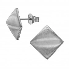 13mm Curved Square Stainless Steel Ear Studs